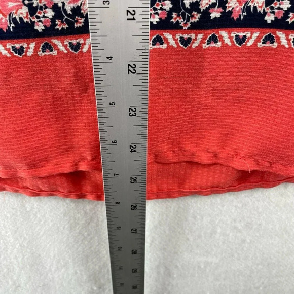 Alice Blue Blouse Women's Sz M Red Orange Sundai Split Neck Stitch Fix Henley - Picture 4 of 11